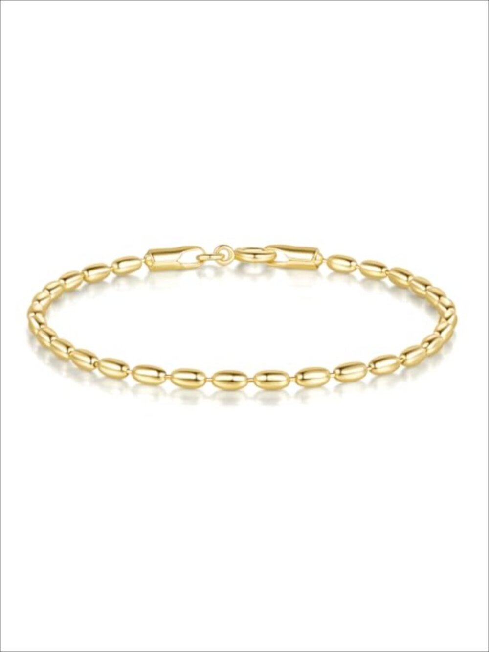 14K Gold Plated Beaded Bracelet for Women with Spring Ring Clasp